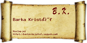 Barka Kristóf névjegykártya